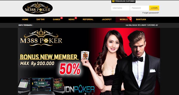 m388poker - bonus new member 50%