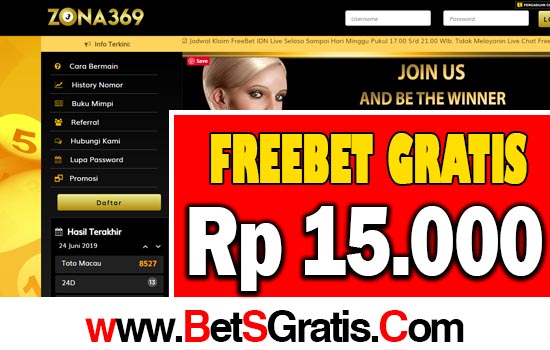 zona369.com - Freebet gratis rp 15.000 tanpa deposit