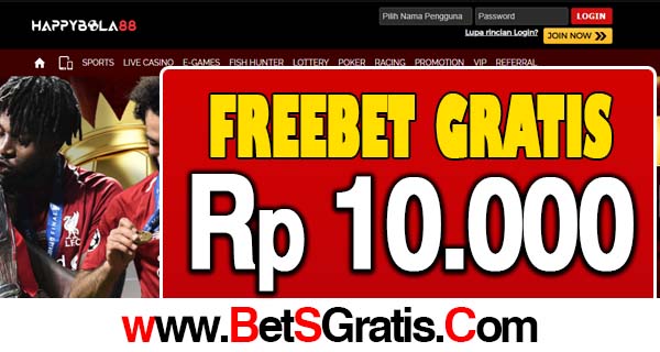 HappyBola88 Freebet Gratis Rp 10.000 Tanpa Deposit