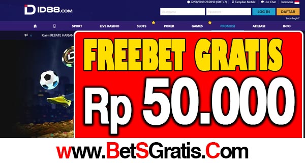 ID88 Freebet Gratis Rp 50.000 Tanpa Deposit