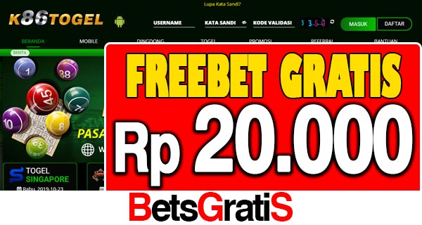 K86Togel Freebet Gratis Rp 20.000 Tanpa Deposit