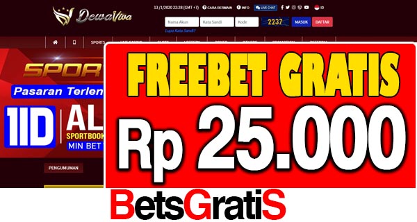 DewaViva Freebet Gratis Rp 25.000 Tanpa Deposit