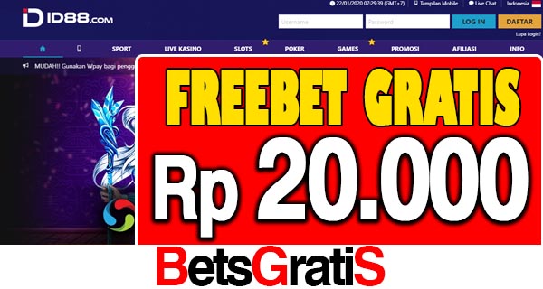 ID88 Freebet Gratis Rp 20.000 Tanpa Deposit