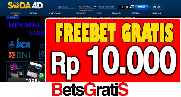 Soda4D Freebet Gratis Rp 10.000 Tanpa Deposit