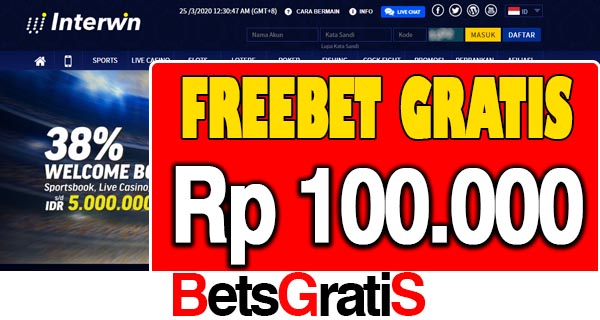 InterWin Freebet Gratis Rp 100.000 Tanpa Deposit