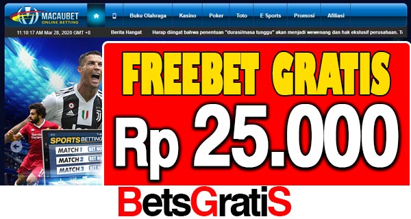 Macaubet Freebet Gratis Rp 25.000 Tanpa Deposit