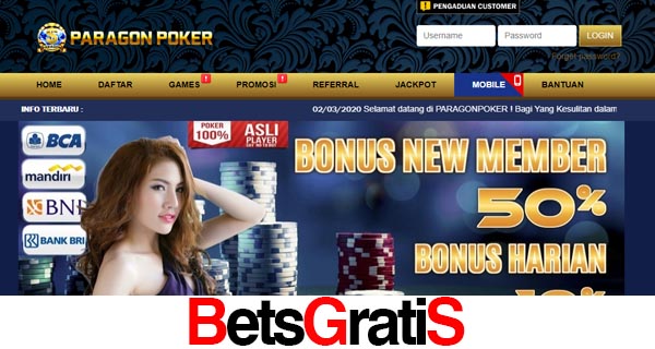 ParagonPoker Bonus New Member 50%