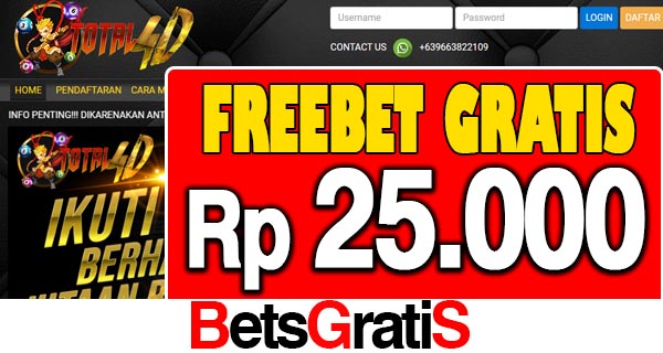 Total4D Freebet Gratis Rp 25.000 Tanpa Deposit