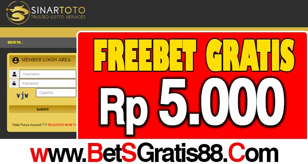 SinarToto Freebet Gratis Rp 5.000 Tanpa Deposit