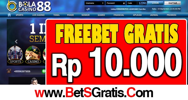 BolaCasino88 Freebet Gratis Rp 10.000 Tanpa Deposit