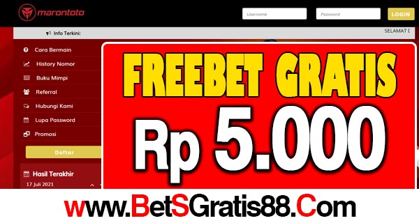 MaronToto Freebet Gratis Rp 5.000 Tanpa Deposit