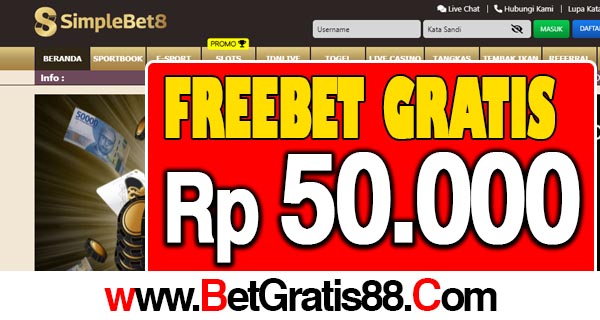 SimpleBet8 Freebet Gratis Rp 50.000 Tanpa Deposit