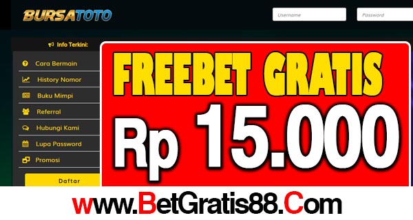 BursaToto Freebet Gratis Rp 15.000 Tanpa Deposit