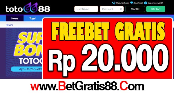 TOTOGG88 Freebet Gratis Rp 20.000 Tanpa Deposit