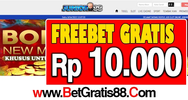 Junior88 Freebet Gratis Rp 10.000 Tanpa Deposit