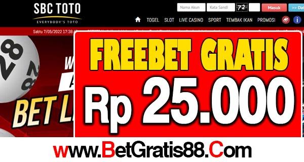 SBCToto Freebet Gratis Rp 25.000 Tanpa Deposit