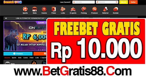 BONANZAVEGAS Freebet Gratis Rp 10.000 Tanpa Deposit