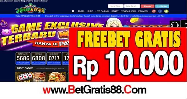 JOKERVEGAS Freebet Gratis Rp 10.000 Tanpa Deposit