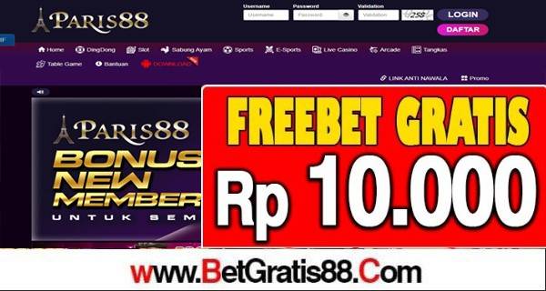 PARIS88 Freebet Gratis Rp 10.000 Tanpa Deposit