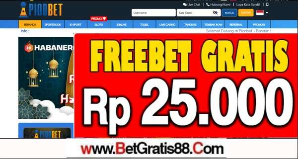 PIONBET Freebet Gratis Rp 25.000 Tanpa Deposit